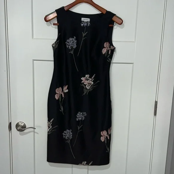 calvin klein black dress with embroidered flowers Light Pink Floral Embroidered Midi Dress - All Dresses